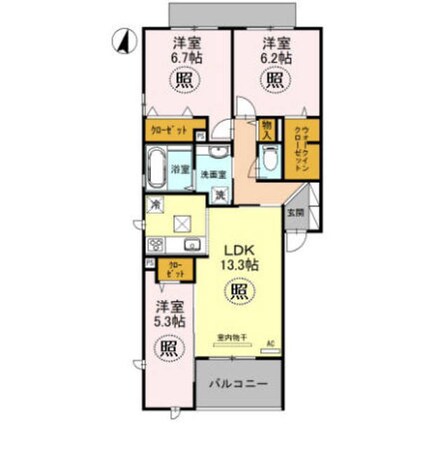 甲南山手駅 徒歩6分 1階の物件間取画像